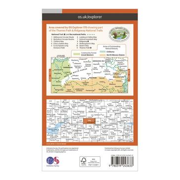 Orange Ordnance Survey Explorer 170 Abingdon, Wantage & Vale of White Horse Map With Digital Version