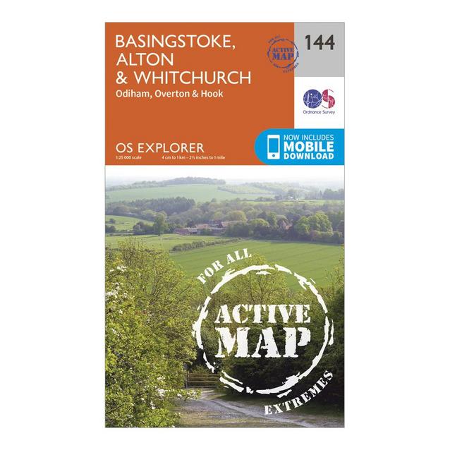Orange Ordnance Survey Explorer Active 144 Basingstoke, Alton & Whitchurch Map With Digital Version image 1