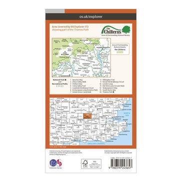 Orange Ordnance Survey Explorer 172 Chiltern Hills East Map With Digital Version