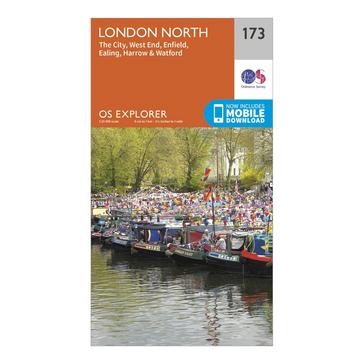 Orange Ordnance Survey Explorer 173 London North Map With Digital Version