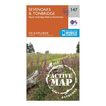 Orange Ordnance Survey Explorer Active 147 Sevenoaks & Tonbridge Map With Digital Version