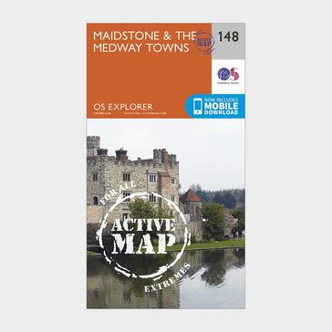 Orange Ordnance Survey Explorer Active 148 Maidstone & The Medway Towns Map With Digital Version