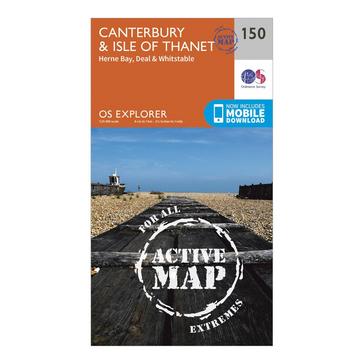 Orange Ordnance Survey Explorer Active 150 Canterbury & The Isle of Thanet Map With Digital Version