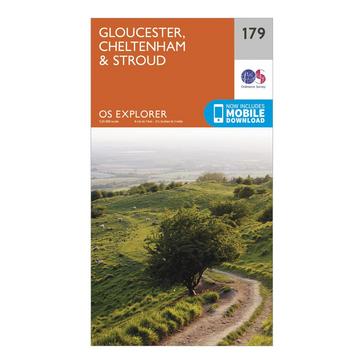 Orange Ordnance Survey Explorer 179 Gloucester, Cheltenham & Stroud Map With Digital Version