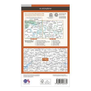 Orange Ordnance Survey Explorer 180 Oxford, Witney & Woodstock Map With Digital Version
