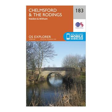 Orange Ordnance Survey Explorer 183 Chelmsford & The Rodings Map With Digital Version
