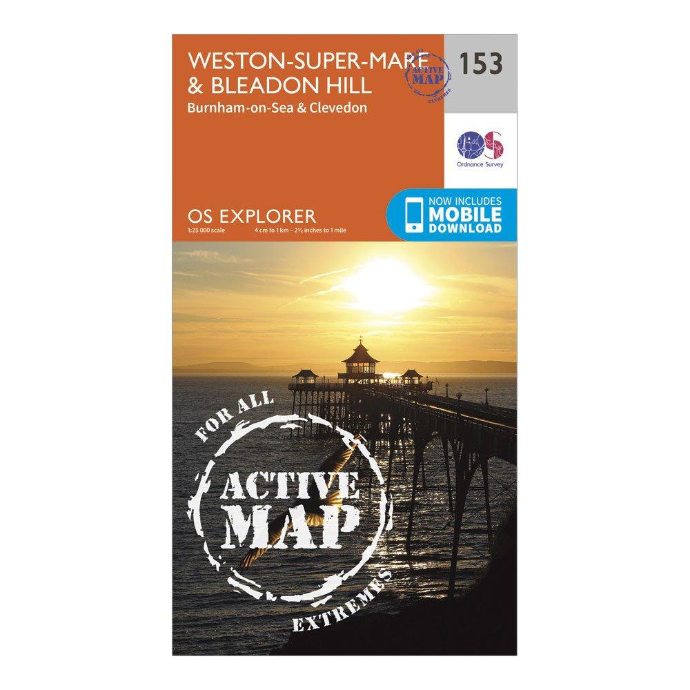Image of Ordnance Survey Explorer Active 153 Weston-Super-Mare & Bleadon Hill Map With Digital Version - Orange, Orange
