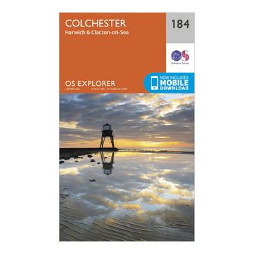 Orange Ordnance Survey Explorer 184 Colchester, Harwich & Clacton-on-Sea Map With Digital Version