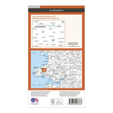 Orange Ordnance Survey Explorer 185 Newcastle Emlyn, Llandysul & Cynwyl Elfed Map With Digital Version