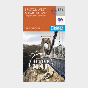 Orange Ordnance Survey Explorer Active 154 Bristol West & Portishead Map With Digital Version