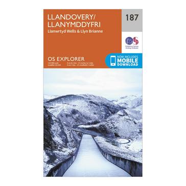 Orange Ordnance Survey Explorer 187 Llandovery, Llanwrtyd Wells & Lyn Brianne Map With Digital Version