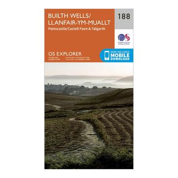 Orange Ordnance Survey Explorer 188 Builth Wells, Paincastle & Talgarth Map With Digital Version