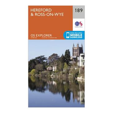 Orange Ordnance Survey Explorer 189 Hereford & Ross-on-Wye Map With Digital Version