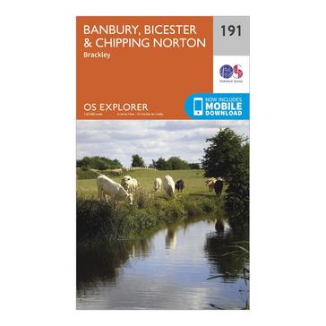 Orange Ordnance Survey Explorer 191 Banbury, Bicester & Chipping Norton Map With Digital Version