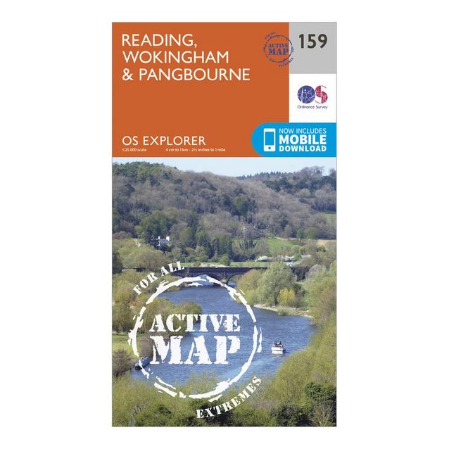 Orange Ordnance Survey Explorer Active 159 Reading, Wokingshire & Pangbourne Map With Digital Version image 1