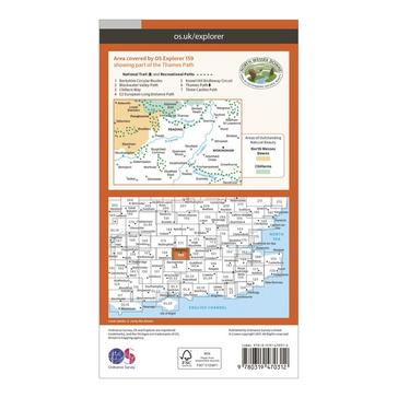 Orange Ordnance Survey Explorer Active 159 Reading, Wokingshire & Pangbourne Map With Digital Version