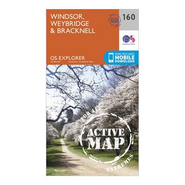 Orange Ordnance Survey Explorer Active 160 Windsor, Weybridge & Bracknell Map With Digital Version