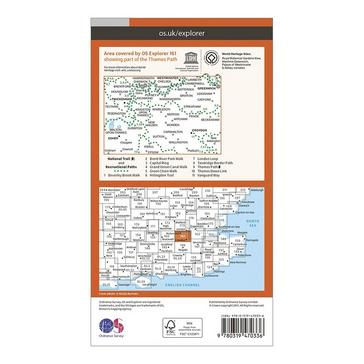 Orange Ordnance Survey Explorer Active 161 London South Map With Digital Version