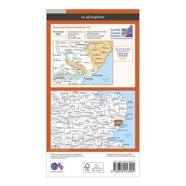 Orange Ordnance Survey Explorer 197 Ipswich, Felixstowe & Harwich Map With Digital Version
