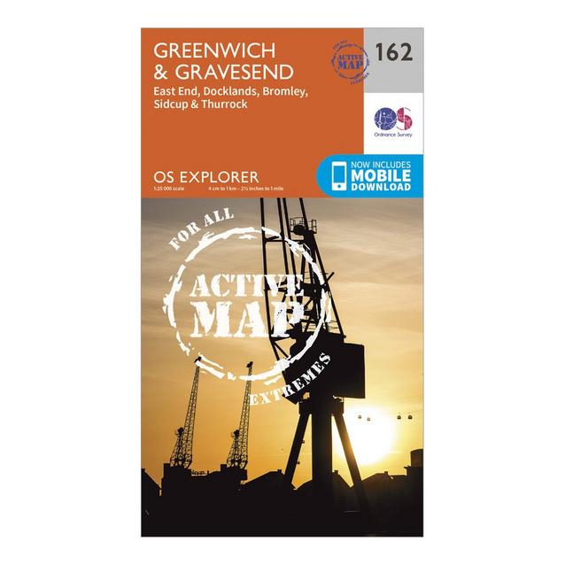 Orange Ordnance Survey Explorer Active 162 Greenwich & Gravesend Map With Digital Version image 1