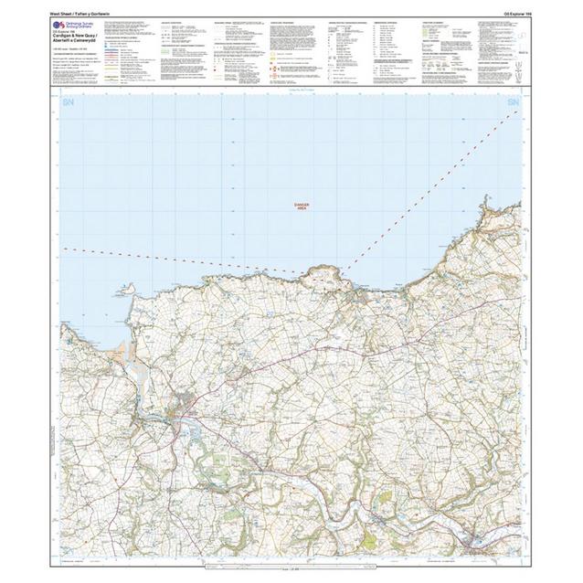 Aberaeron Map With Digital Version Ordnance Survey Explorer 198 Cardigan & New Quay 