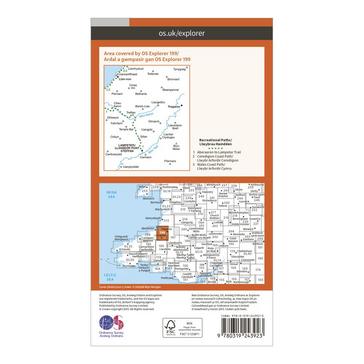 Orange Ordnance Survey Explorer 199 Lampeter, Tregaron & Llan-non Map With Digital Version