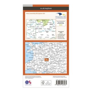 Orange Ordnance Survey Explorer 203 Ludlow, Tenbury Wells & Cleobury Mortimer Map With Digital Version