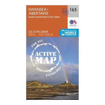 Orange Ordnance Survey Explorer Active 165 Swansea, Neath & Port Talbot Map With Digital Version