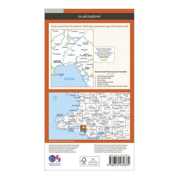 Orange Ordnance Survey Explorer Active 165 Swansea, Neath & Port Talbot Map With Digital Version