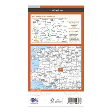Orange Ordnance Survey Explorer 204 Worcester & Droitwich Spa Map With Digital Version