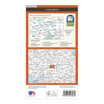 Orange Ordnance Survey Explorer 205 Stratford-upon-Avon & Evesham Map With Digital Version