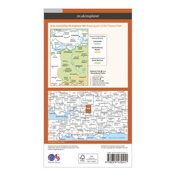Orange Ordnance Survey Explorer Active 169 Cirencester & Swindon Map With Digital Version