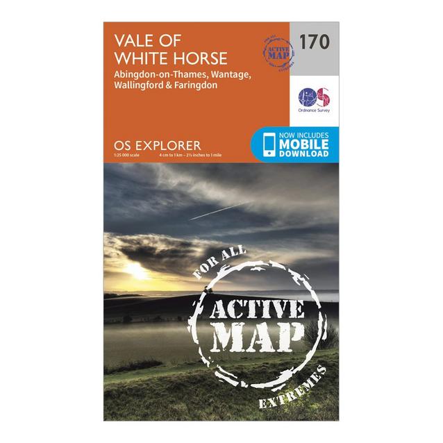 Orange Ordnance Survey Explorer Active 170 Abingdon, Wantage & Vale of White Horse Map With Digital Version image 1