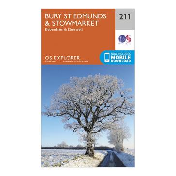 Orange Ordnance Survey Explorer 211 Bury St Edmunds & Stowmarket Map With Digital Version