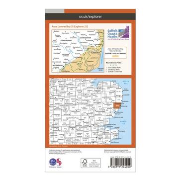 Orange Ordnance Survey Explorer 212 Woodbridge & Saxmundham Map With Digital Version