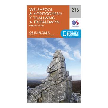 Orange Ordnance Survey Explorer 216 Welshpool & Montegomery Map With Digital Version