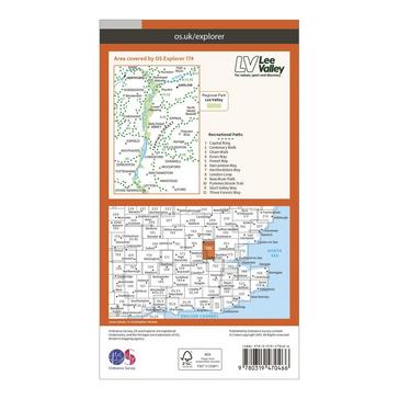 Orange Ordnance Survey Explorer Active 174 Epping Forest & Lee Valley Map With Digital Version