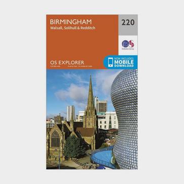 N/A Ordnance Survey Explorer 220 Birmingham, Walsall, Solihull & Redditch Map With Digital Version