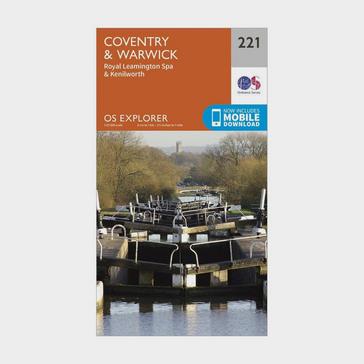 Orange Ordnance Survey Explorer 221 Coventry, Warwick, Royal Leamington Spa & Kenilworth Map With Digital Version