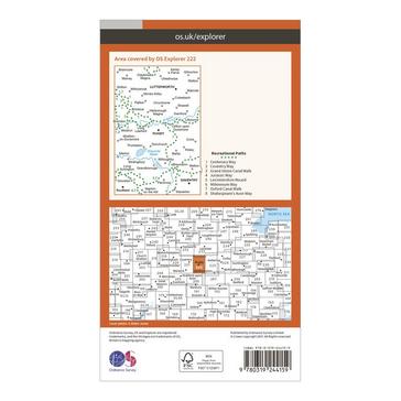 Orange Ordnance Survey Explorer 222 Rugby, Daventry, Southam & Lutterworth Map With Digital Version