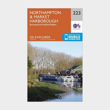 Orange Ordnance Survey Explorer 223 Northampton, Market Harborough, Brixworth & Pitsford Water Map With Digital Version