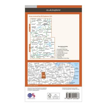 Orange Ordnance Survey Explorer 223 Northampton, Market Harborough, Brixworth & Pitsford Water Map With Digital Version