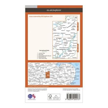 Orange Ordnance Survey Explorer 224 Corby, Kettering & Wellingborough Map With Digital Version