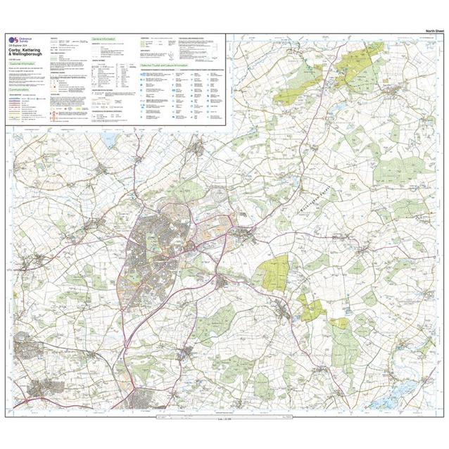 Ordnance Survey Explorer 224 Corby, Kettering & Wellingborough Map With ...
