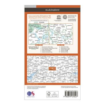 N/A Ordnance Survey Explorer Active 180 Oxford, Witney & Woodstock Map With Digital Version