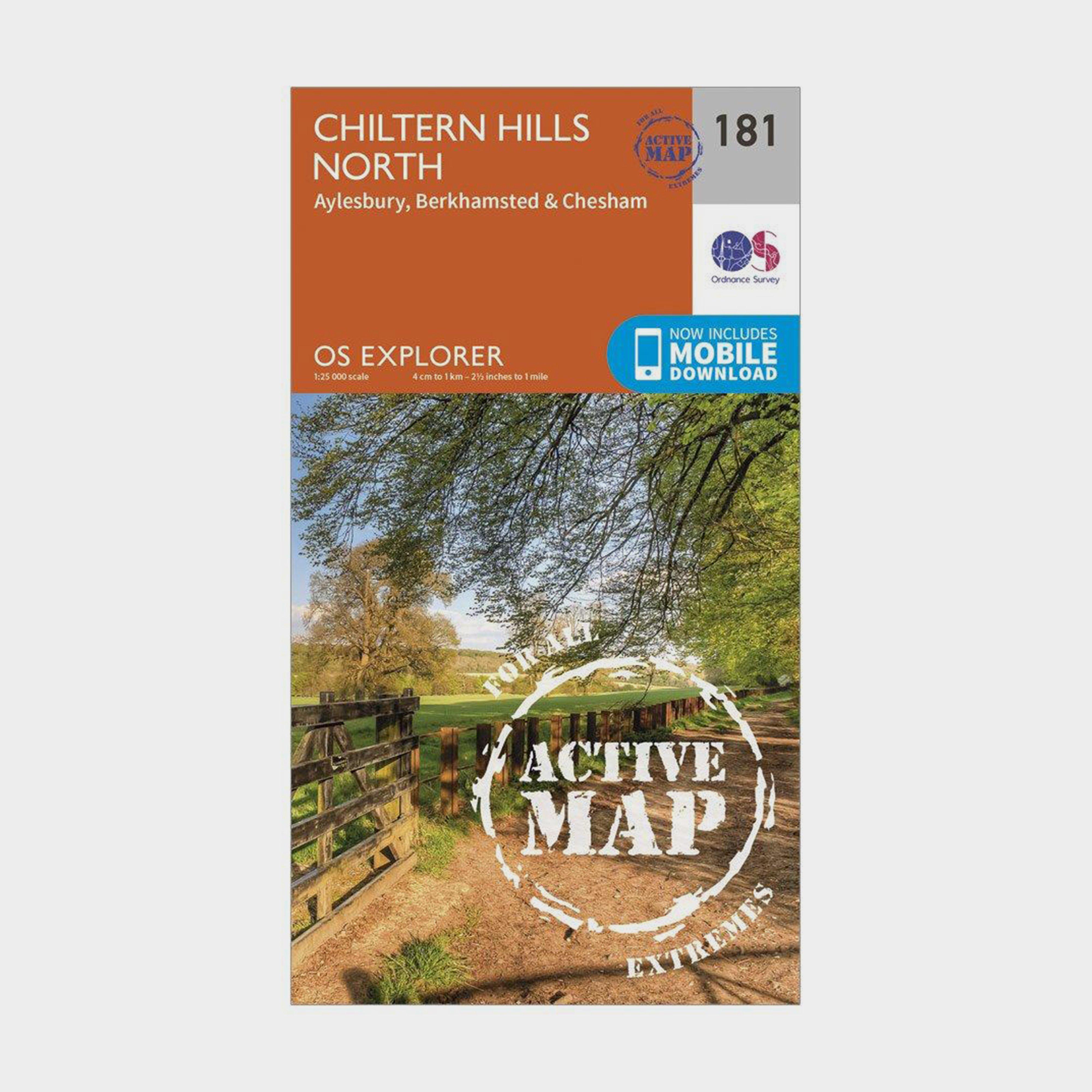 Image of Ordnance Survey Explorer Active 181 Chiltern Hills North Map With Digital Version - Orange, Orange