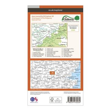 Orange Ordnance Survey Explorer Active 181 Chiltern Hills North Map With Digital Version