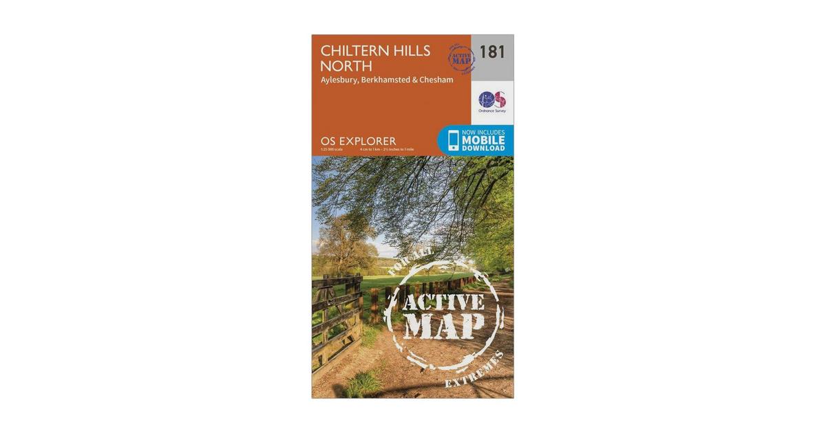 Ordnance Survey Explorer Active 181 Chiltern Hills North Map With