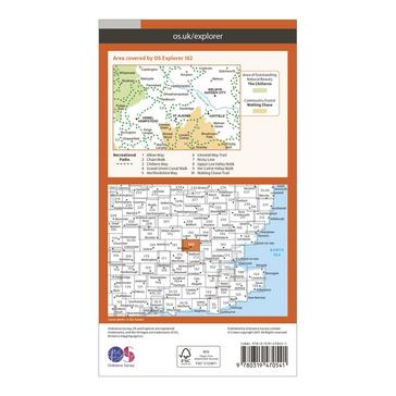 Orange Ordnance Survey Explorer Active 182 St Albans & Hatfield Map With Digital Version