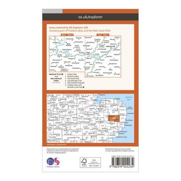 Orange Ordnance Survey Explorer 230 Diss & Harleston Map With Digital Version
